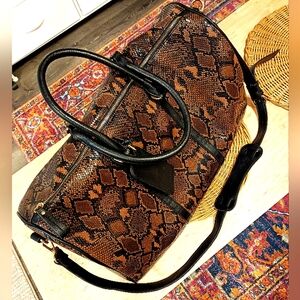 Sole Society Brown & Black Snake-Print Weekender Bag